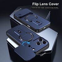 Étui de téléphone à chargement sans fil avec support pliable, coque de protection à fenêtre coulissante en PC pour iPhone 18 Pro Max 17 16 15 Pro