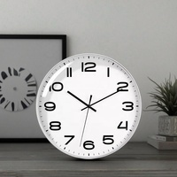 Jam Dinding Eksekutif Besar Plastik Vintage 12 Inci Tampilan Jarum Analog Quartz Fungsi Snooze Kualitas Waktu Zona Dekorasi Rumah