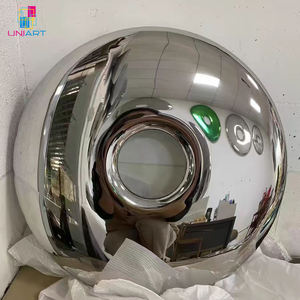 UNIART 3D cermin dipoles baja tahan karat liontin dinding rumah dekorasi patung kerajinan tangan logam donat menggantung dekorasi dinding - Product Image 2