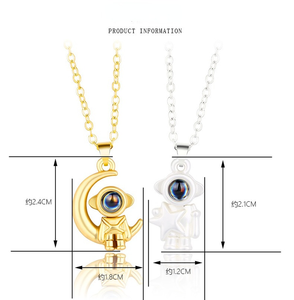 Collana Duoying Astronauta Luna Stella Semplice per San Valentino, Gioiello Personalizzato con Foto, Nuova Proiezione in 100 Lingue, Collana per Coppie - Product Image 6