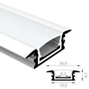 防水IP65 26 * 8.7毫米嵌入式发光二极管铝型材家具厨房浴室发光二极管照明