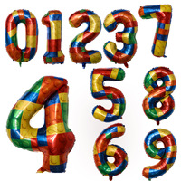 Ballons numérotés en aluminium arc-en-ciel dégradés numéro 6 de 32 pouces pour la fête de naissance de bébé