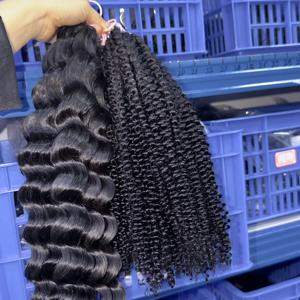 Extensioni per trecce all'uncinetto <span class=keywords><strong>Rita</strong></span> Factory con piume ricce, extension per capelli umani con anello a uncinetto, bundle di capelli grezzi, forniture per capelli ricci lisci - Product Image 1