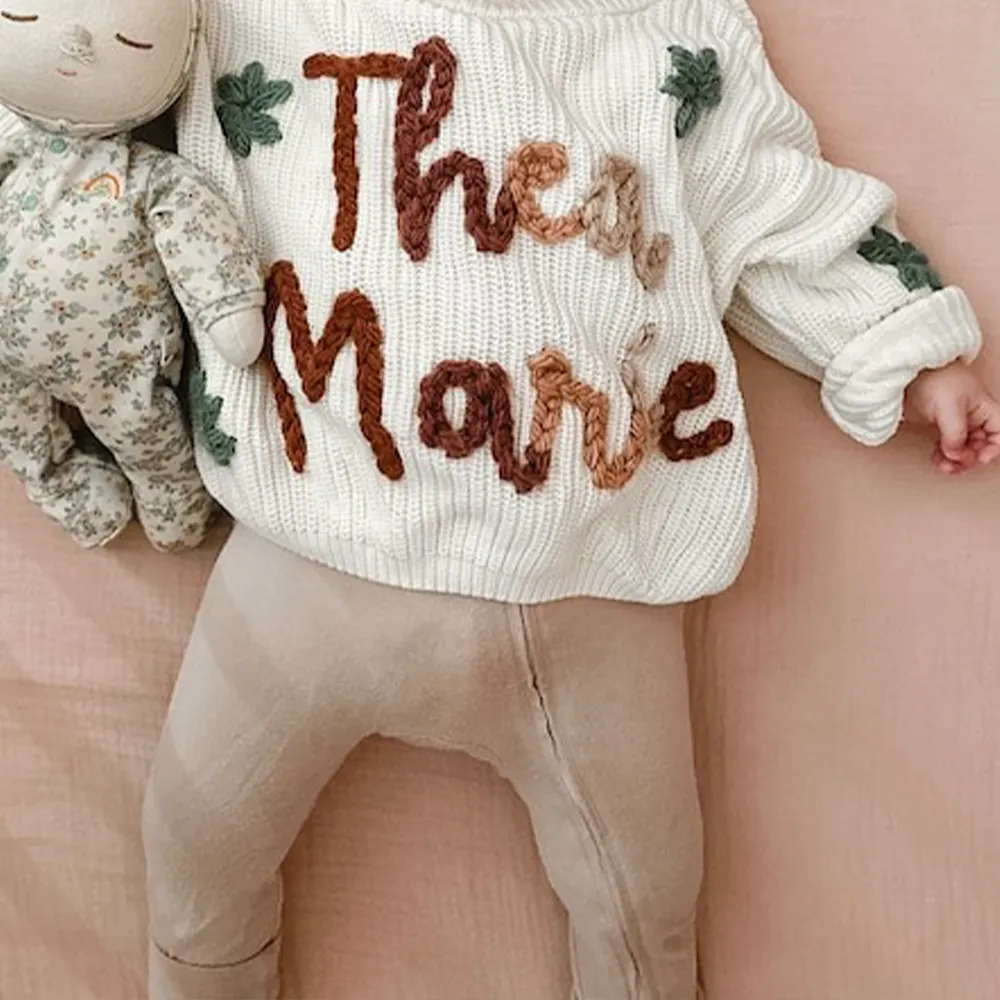 CHIER תינוק ילד ילדה מותאם אישית רקמת יד שם סוודר לילדים התאמה אישית של רקמת צמר סוודר תינוק