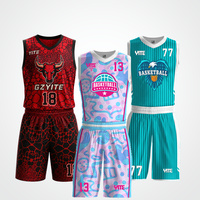 Ensemble de maillots de basket-ball réversibles personnalisés OEM, uniforme d'équipe en polyester respirant avec nom et numéro personnalisés