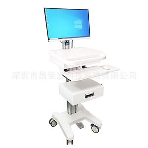 Chariot médical mobile tout-en-un pour équipement d'information avec grand bureau intégré pour poste de travail de consultation médicale à distance - Product Image 4