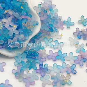 ลูกปัดอะคริลิค 12 มม. ลายกลีบดอกหอมหมื่นลี้และใบโคลเวอร์สี่แฉก สีทองฝ้าประกาย วัสดุทำกิ๊บติดผม ตัวจับดอกไม้ อุปกรณ์ตกแต่ง - Product Image 1