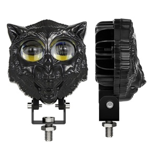 Phare LED de moto 30W avec lentille, flash blanc et jaune, 9-80V, 2 fils, design loup, projecteur LED pour moto, feux de route pour moto - Product Image 2