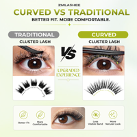 Kit de cils en grappe épais et volumineux avec bande courbée, personnalisable avec logo, vente en gros