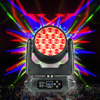 Projecteur LED RGBW 4-en-1 à faisceau circulaire 19x15W Wash Zoom Moving Head DMX512 IP20 5000K pour DJ, discothèque, mariage, bar, fête, éclairage de scène