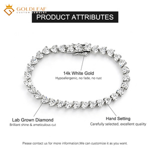 Goldleafgem Custom 14K Solid <b>White</b> Gold IGI Certified Lab Grown Diamond Tennis Link <b>Bracelet</b> Luxury Fine Jewelry Gift for Women - Product Image 5