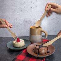 Ensemble de couverts en bambou jetables personnalisés de 17cm ensemble de cuillère, fourchette et couteau jetables avec serviette