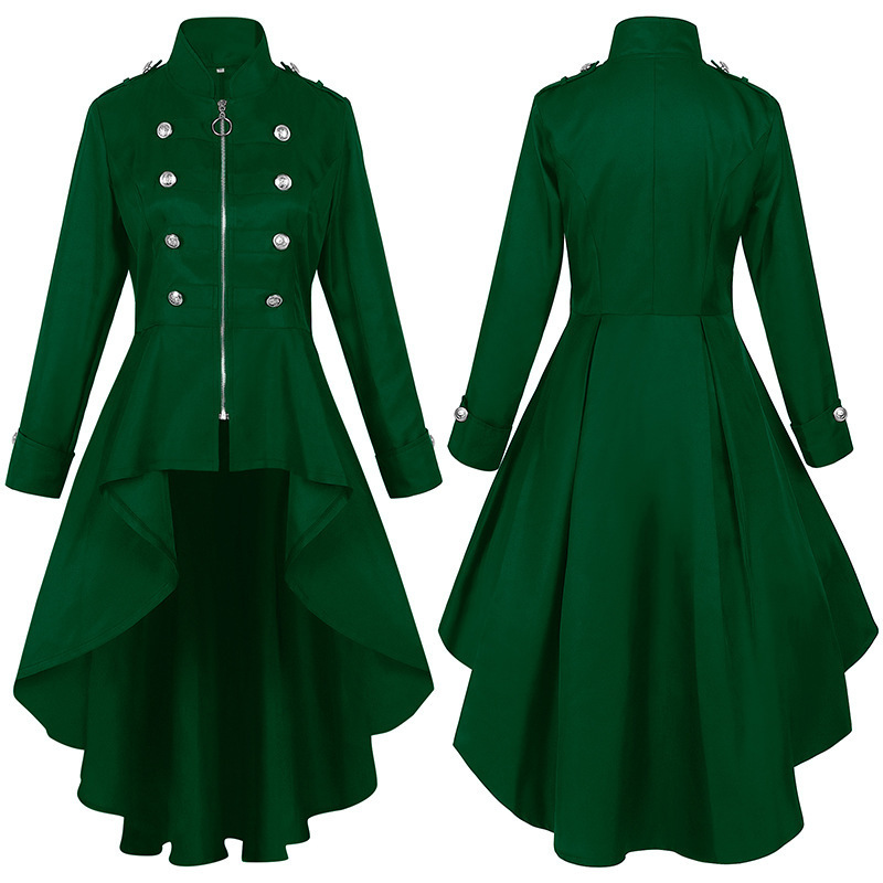 230830 trench-coat à fermeture éclair vert