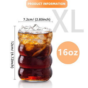 Premium bottiglie di vetro ad alta borosilicato <span class=keywords><strong>e</strong></span> tazze da caffè effetto increspatura vetreria per caffè freddo tazza di succo <span class=keywords><strong>e</strong></span> <span class=keywords><strong>acqua</strong></span> di <span class=keywords><strong>limone</strong></span> - Product Image 3