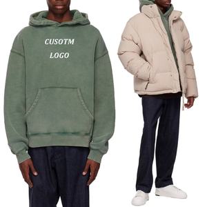 Sweat-shirt à capuche surdimensionné en molleton de coton pour homme avec poche kangourou et logo personnalisé – Vente en gros - Product Image 1