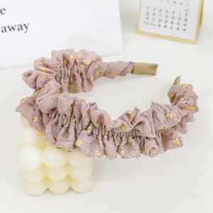 <span class=keywords><strong>Serre</strong></span>-tête coréen en mousseline de soie unie avec imprimé froissé et bronzé pour femme - Product Image 6