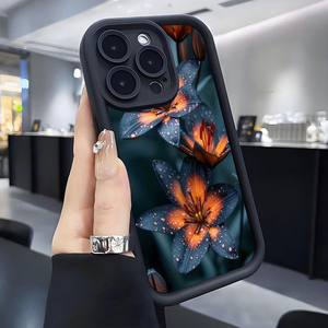 Funda Protectora para Teléfono Móvil <span class=keywords><strong>Samsung</strong></span> <span class=keywords><strong>Galaxy</strong></span> A07 A17 A56 S26 <span class=keywords><strong>Ultra</strong></span>, Diseño de Flores Azules y Naranjas, Estilo Lente de Escala, Resistente a Impactos, TPU - Product Image 3