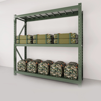 Unité d'étagère multicouche robuste support de stockage vert militaire cadre en acier renforcé pour les casernes de fournitures de munitions
