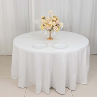 Nappes de mariage rondes en polyester tissé blanc de qualité supérieure, personnalisables, vente en gros