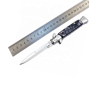 Coltello AKC da 9 pollici in acciaio inossidabile con manico in finto marmo nero perlato, stile Milano Godfather Stiletto, per ordini all'ingrosso di piccole quantità - Product Image 4