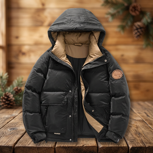 Veste d'hiver rembourrée à capuche pour homme, noire, épaisse et chaude, avec fermeture éclair, vêtement d'extérieur décontracté - Product Image 3