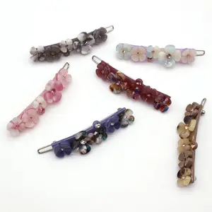 Оптовая продажа китайские пластины 6 см ацетатные шпильки для волос 3D Модные Цветочные заколки для волос для девочек