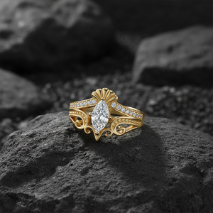 Anillo de Plata de Ley S925 con Moissanita Marquise, Diseño de Corona Tallada, Estilo Vintage, para Boda o Compromiso, Regalo para Mujer - Product Image 5