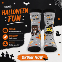 Chaussettes fantaisie Halloween à motifs bonbons, sucettes, Frankenstein, sorcière, mignonnes, effrayantes, douces, confortables et amusantes pour femmes et hommes, vente en gros