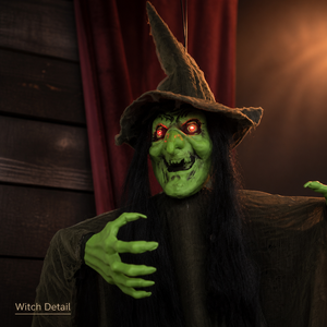 SIPKLR Décoration d'<span class=keywords><strong>Halloween</strong></span> 75'' : Sorcière et Fantôme Animés Suspendus avec Yeux Lumineux et <span class=keywords><strong>Musique</strong></span> <span class=keywords><strong>pour</strong></span> Décoration de Maison Hantée - Product Image 4