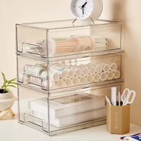 Organisateurs de tiroirs empilables en acrylique Accessoires de bureau en plastique transparent Boîtes de rangement en plastique
