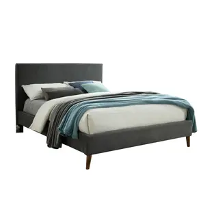 Meubles de chambre à coucher HV Series, lit Simple et rembourré, Design moderne, couleur gris foncé, lin, lit King Size, nouvelle collection