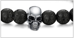 SILVERWORKS Charcoal Black Volcanic Lava Stone <b>Bead</b> <b>Bracelet</b> with 925 Silver <b>Beads</b> - Product Image 4