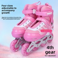 Patins à roulettes lumineux pour enfants, garçons et filles, 3-12 ans, roues simples en PU/caoutchouc, coque en tissu PU