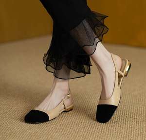 Fashionable Trend Flat Bottomed Light Weight <b>Closed</b> <b>Toe</b> Women's <b>Sandals</b> with Black Bow Pu Material <b>Summer</b> Spring - Product Image 4