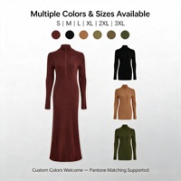 Robe midi en maille pour femme, coupe trapèze, en coton élasthanne, manches longues, taille naturelle, style minimaliste décontracté, Fourniture ODM