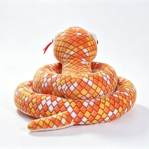 Peluche Serpent Maïs Réaliste Personnalisée, Serpent en Peluche Enroulé à Motif Écailles Orange avec Langue Rouge Fourchue - Product Image 2