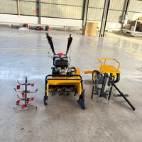 Nouvelle motoculteur multifonctionnel agricole 4x4 à essence avec désherbeur, rotoculteur, creuseuse de fossés et tondeuse à gazon, avec remorque.