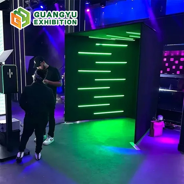 Portable Automatic 360 Degree Photo Booth with LED Lights Custom for Vogue Event Backdrop Tradeshow Exhibition Enclosure Booth