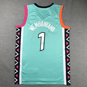 Maglie da Basket all'Ingrosso Stile San Antonio - Wembanyama # 1 Vassell # 24 <span class=keywords><strong>Duncan</strong></span> # 21 Loghi Ricamati, Prezzo Diretto di Fabbrica - Product Image 2