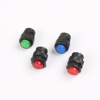 Sakelar Tombol Tekan Plastik 16mm, 2 Posisi, Pengunci Otomatis, 2 Pin, 4 Pin, Tipe Momentary