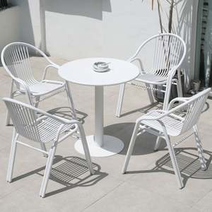 Chaise de salle à manger d'extérieur moderne en métal et aluminium pour parcs, cours, restaurants, camping, jardin et natation-parc d'hôtel-vente en gros - Product Image 3
