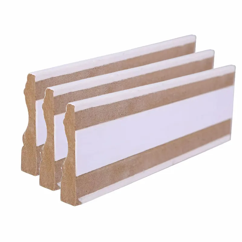 מכירות במפעל לבן mdf לקצץ דפוס עץ רצפת עץ baseboard