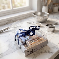Boîte d'emballage rigide transparente pour service de thé de l'après-midi, boîte à desserts et pâtisseries haute à quatre compartiments avec options de logo personnalisé