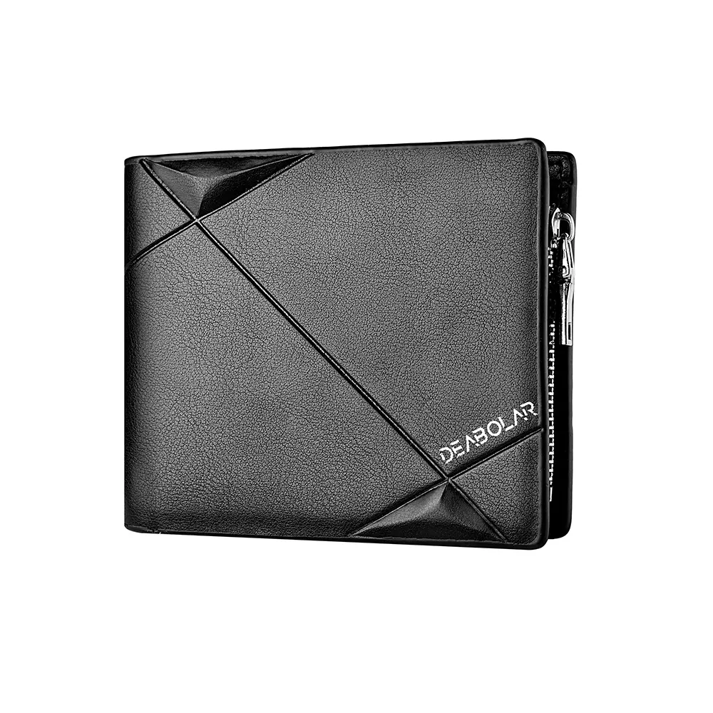 PU Leather business short zip credit card holder men's wallet