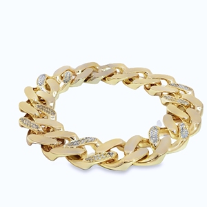 Pulsera de cadena cubana de oro de 18 quilates superventas Material de cobre y oro de diamante natural para hombres Pulsera de cadena y eslabones finos - Product Image 4