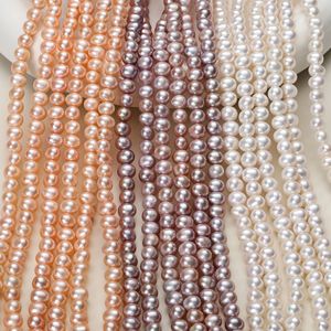 Colliers de perles d'eau douce roses presque naturelles de 7-8 mm, vente en gros du fabricant, perles semi-finies pour la fabrication artisanale de bijoux - Product Image 3