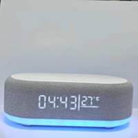 JEDI lampu meja multifungsi, Alarm pengisi daya nirkabel 4in1 Jam Led pengeras suara tanpa kabel dengan lampu RGB