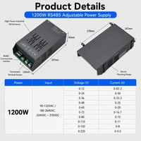 Alimentation électrique réglable 1200W RS485 avec PFC, partage de courant parallèle PLC, protocole de communication Modbus, alimentation 1200W