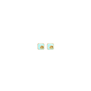 Fashion <b>Stud</b> <b>Earrings</b> 316L Stainless Steel PVD Gold Plating Sustainable Resistant Square Design Light <b>Blue</b> Inlay - Product Image 2