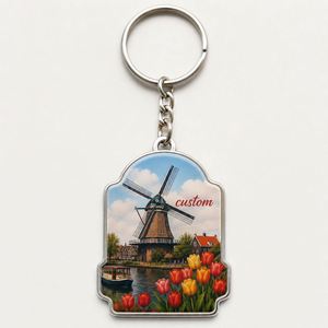 Llaveros de Metal Personalizados al por Mayor con Diseño de Molino de Viento y Tulipán de los Países Bajos, Recuerdo de Viaje con Diseño de Cultura Holandesa, Llavero de Aleación de Zinc - Product Image 2